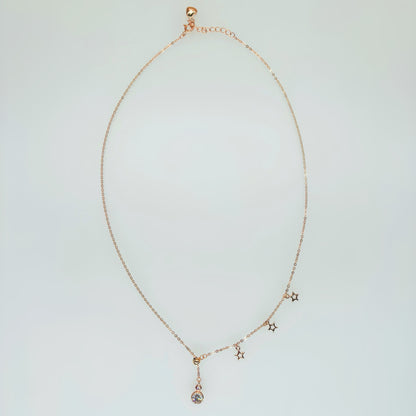 Star Charm Drop Necklace in Italian 92.5 Silver