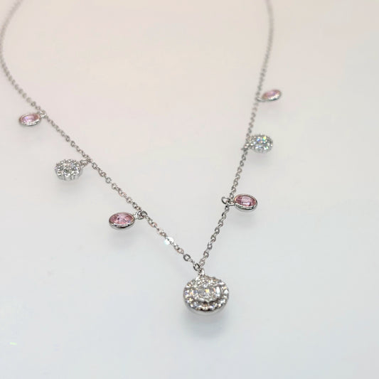 Elegance in Bloom – Italian 92.5 Silver Dual-Tone CZ Charm Necklace”