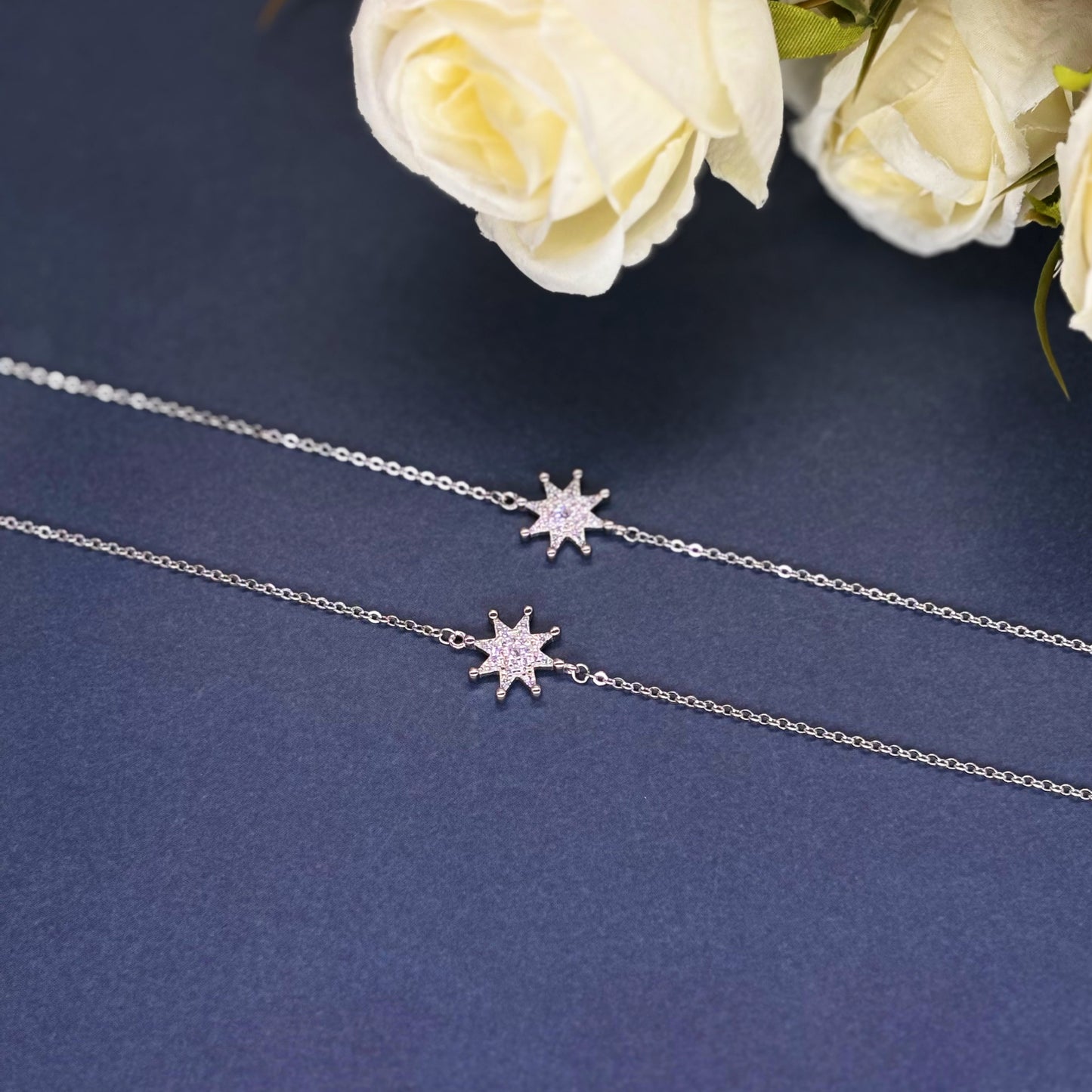 Celestial Starburst Anklet in Italian 92.5 Silver