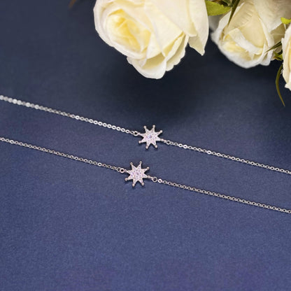 Celestial Starburst Anklet in Italian 92.5 Silver