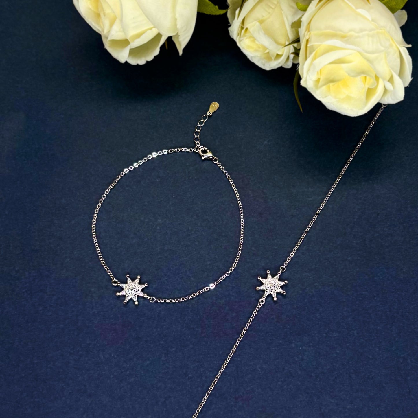 Celestial Starburst Anklet in Italian 92.5 Silver