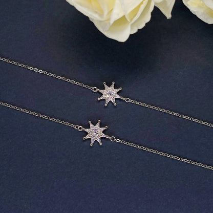 Celestial Starburst Anklet in Italian 92.5 Silver
