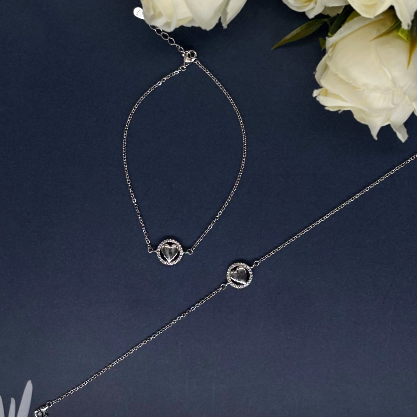 Golden Heart Halo Anklet in Italian 92.5 Silver