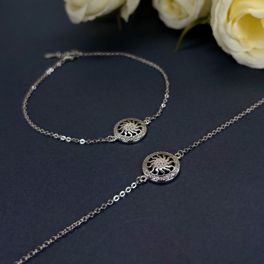 Radiant Sunburst Anklet in Italian 92.5 Silver