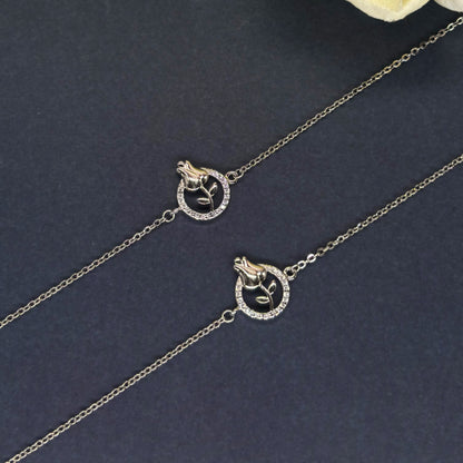 Royal Dove Charm Anklet in Italian 92.5 Silver