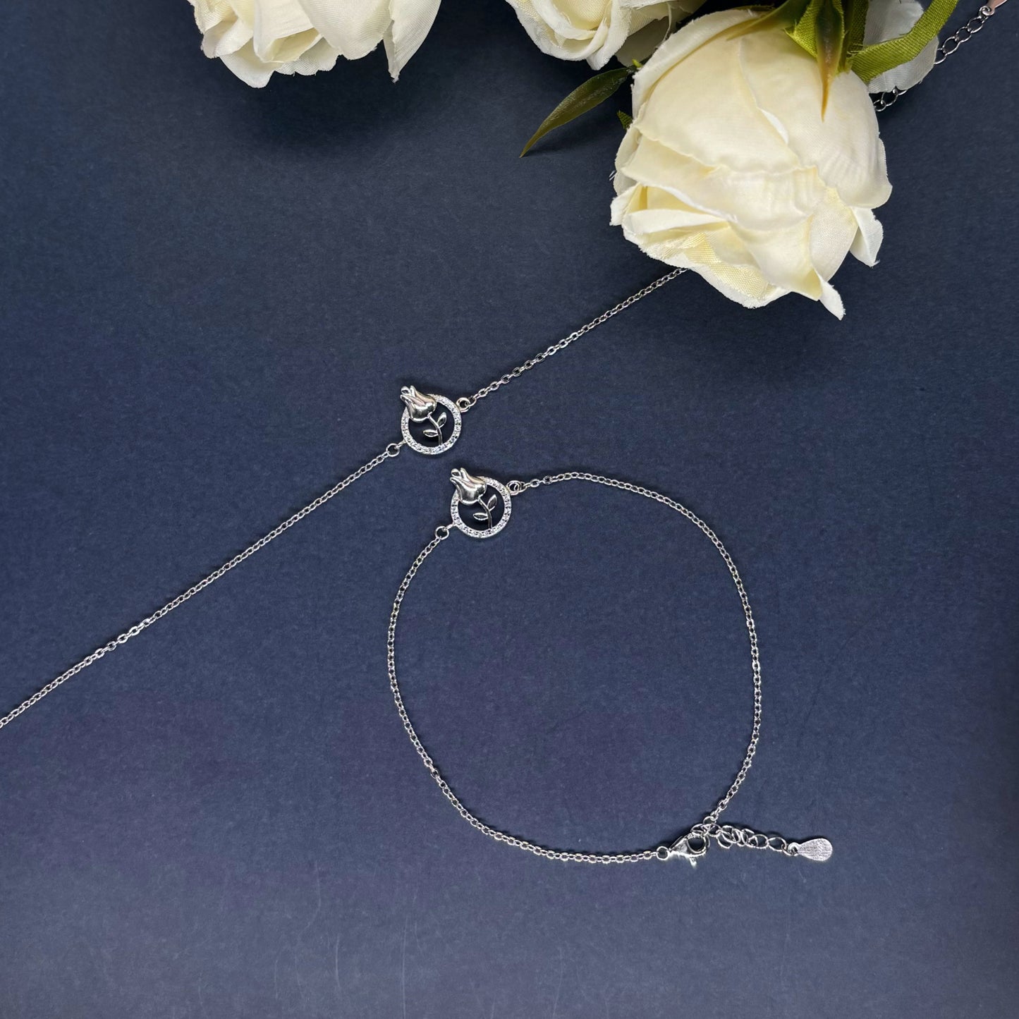 Royal Dove Charm Anklet in Italian 92.5 Silver