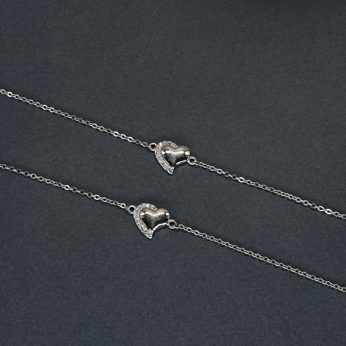 Elite Heart Charm Anklet in Italian 92.5 Silver