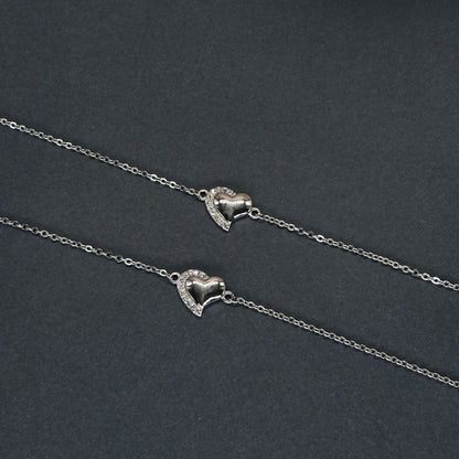 Elite Heart Charm Anklet in Italian 92.5 Silver