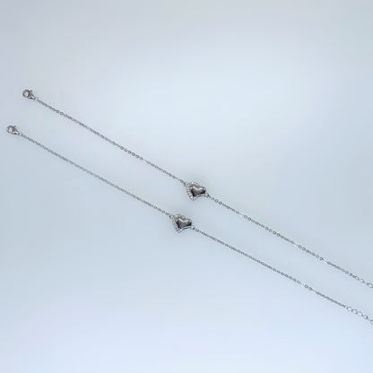 Elite Heart Charm Anklet in Italian 92.5 Silver