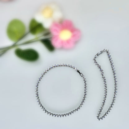 Royal Radiance Tennis Anklet in Italian 92.5 Silver