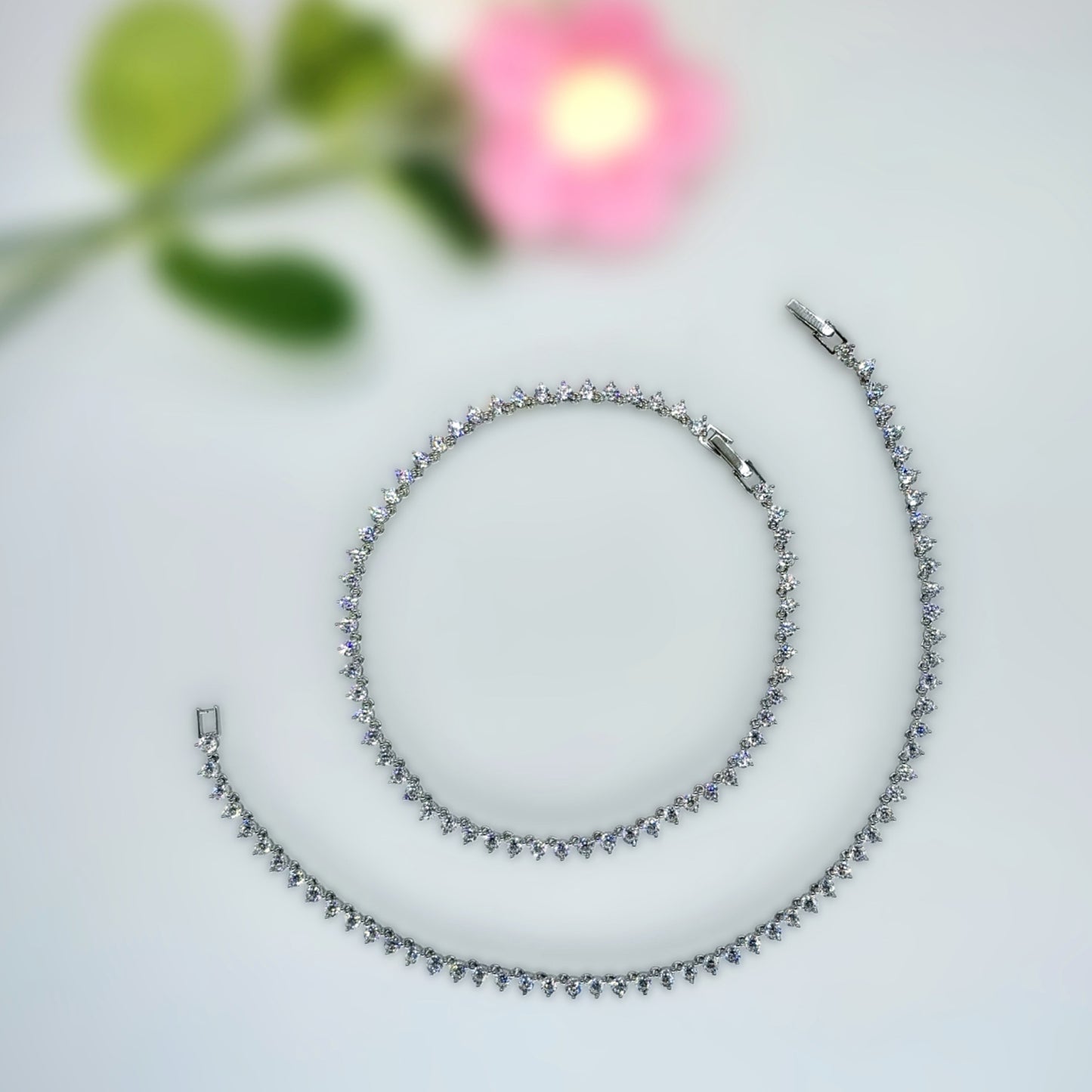 Royal Radiance Tennis Anklet in Italian 92.5 Silver