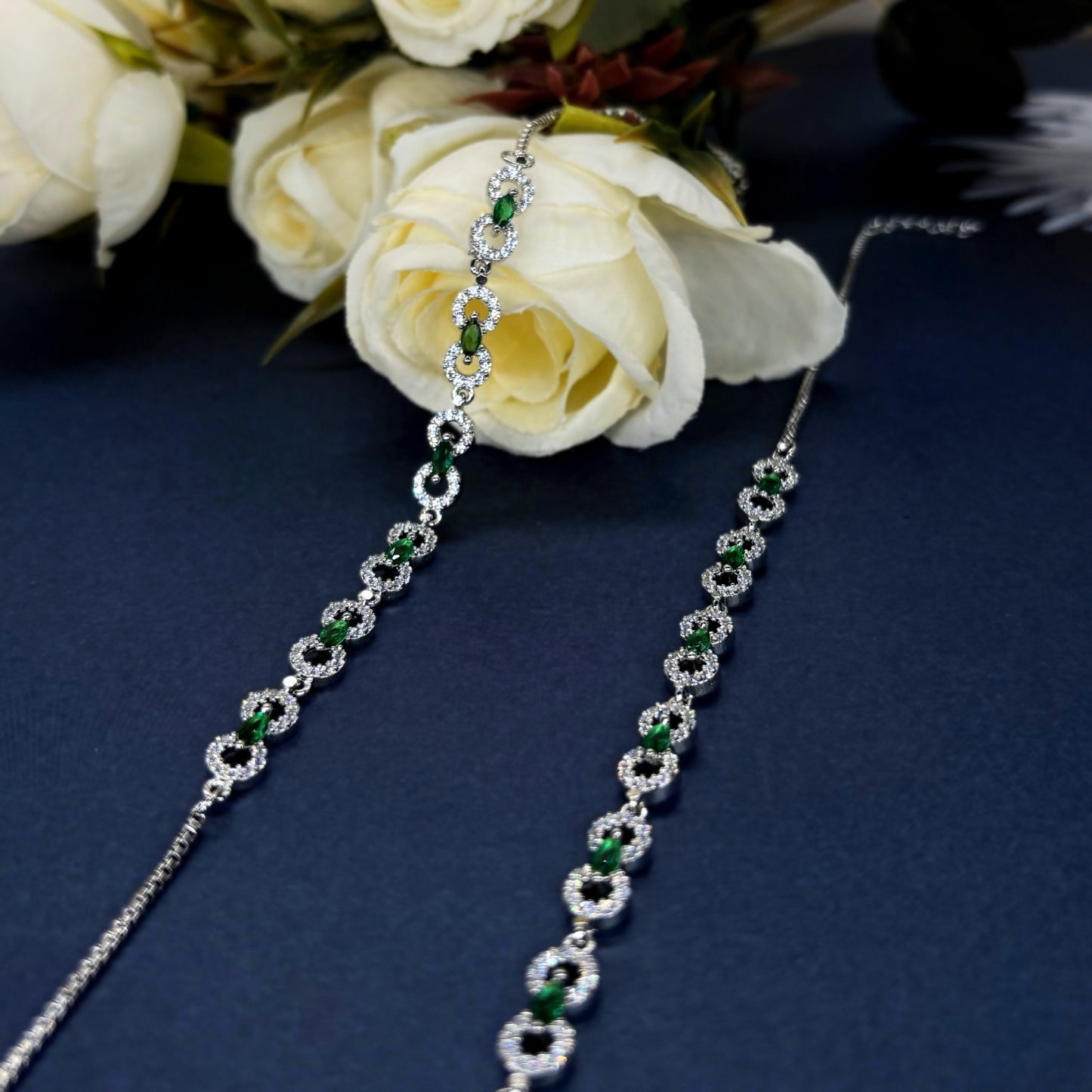 Emerald Royale Oval-Link Anklet in Italian 92.5 Silver
