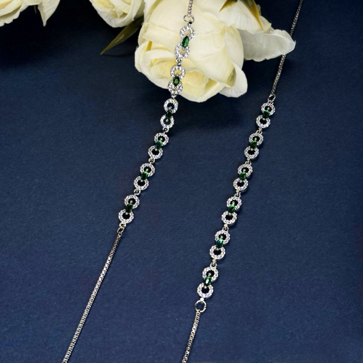 Emerald Royale Oval-Link Anklet in Italian 92.5 Silver