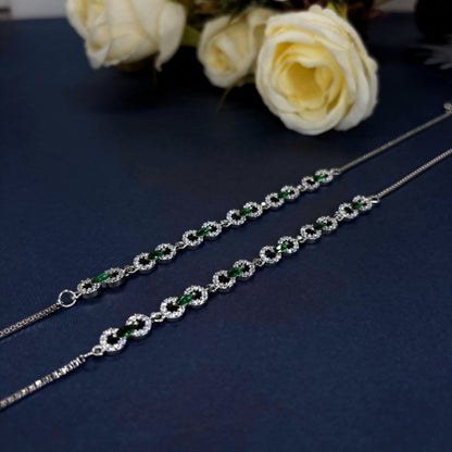 Emerald Royale Oval-Link Anklet in Italian 92.5 Silver