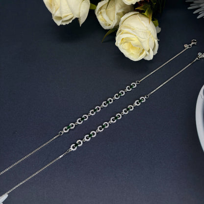 Emerald Royale Oval-Link Anklet in Italian 92.5 Silver