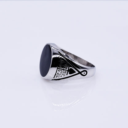 Turkish Style Men’s Silver Ring with Black Onyx