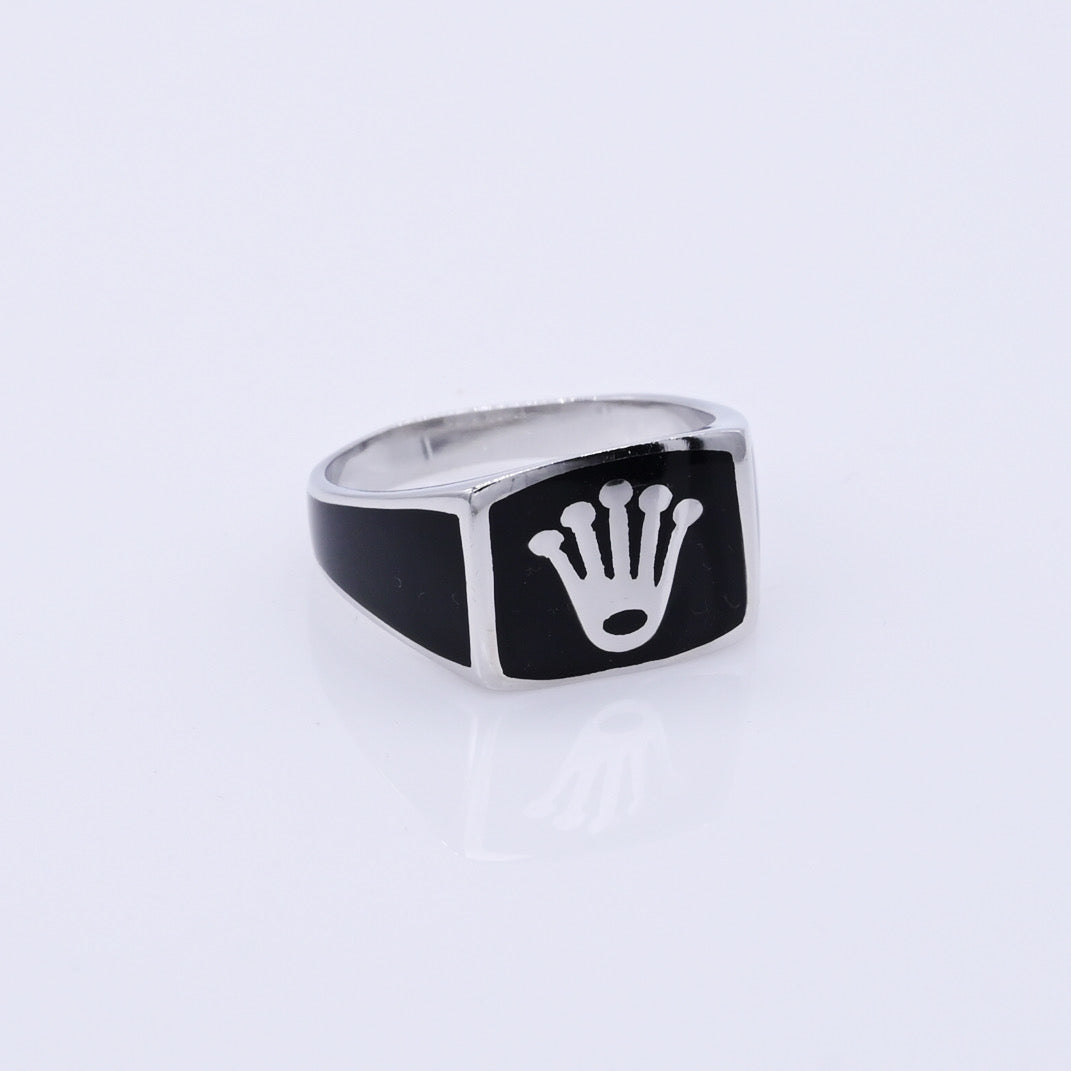 Crown Style Men’s Silver Ring with Black Onyx