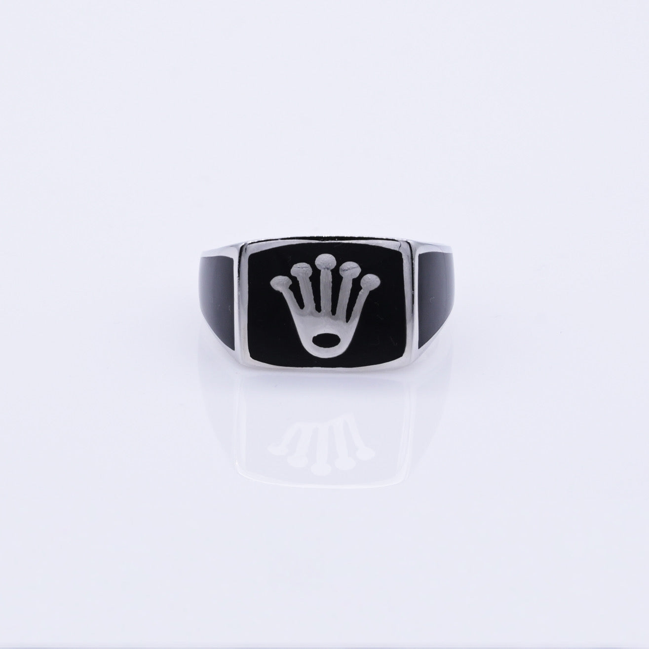 Crown Style Men’s Silver Ring with Black Onyx