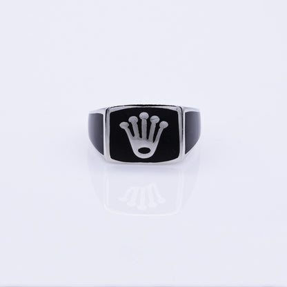 Crown Style Men’s Silver Ring with Black Onyx