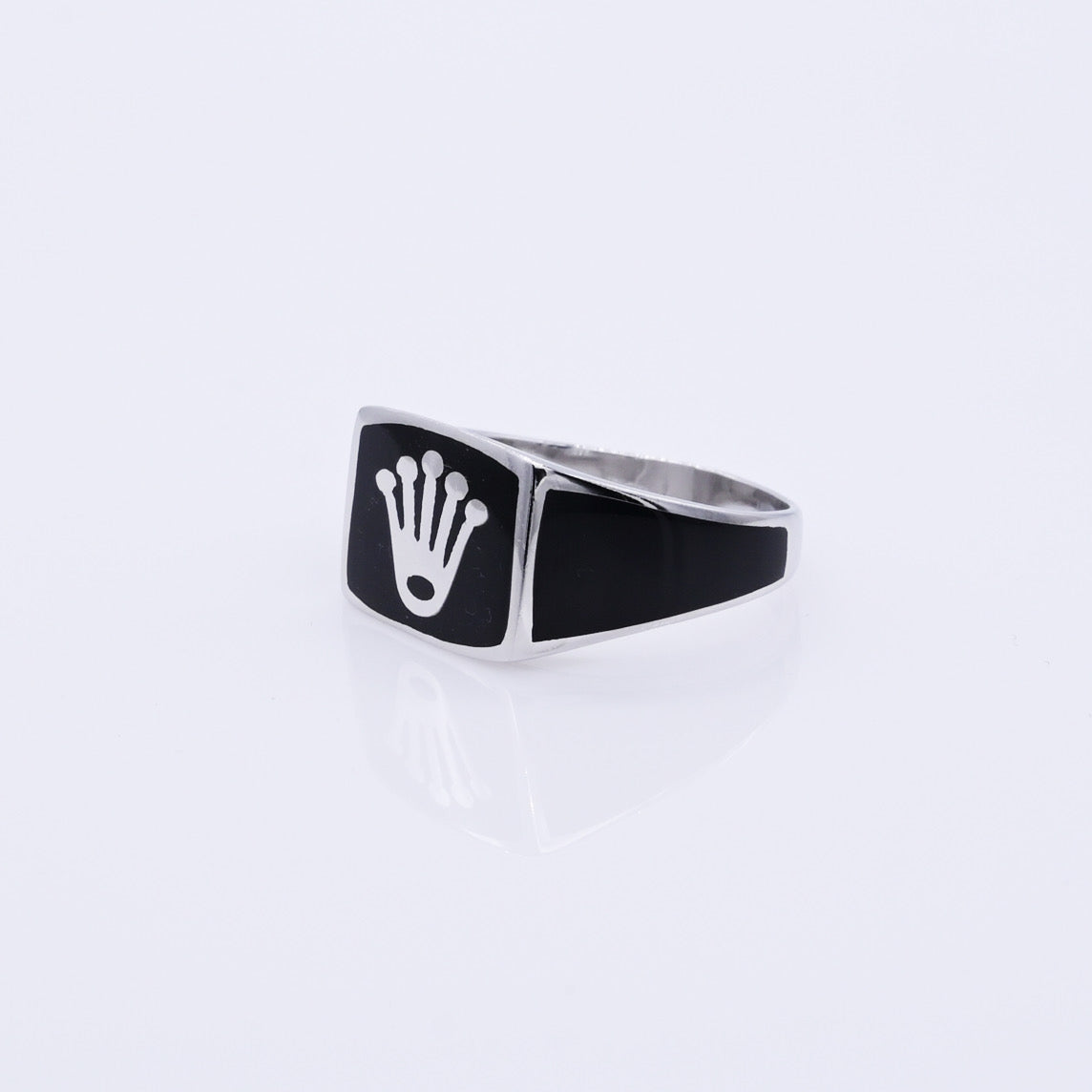Crown Style Men’s Silver Ring with Black Onyx