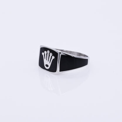 Crown Style Men’s Silver Ring with Black Onyx